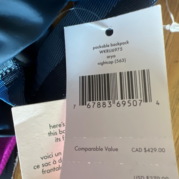Kate Spade packable backpack